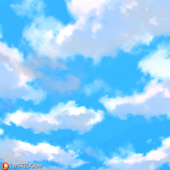 1girl ahoge animated animated_gif blue_feathers blue_hair blue_sky blue_wings clouds cloudy_sky crop_top english_commentary feathered_wings flying hair_between_eyes harpy looking_at_viewer midriff mizu_wolf monster_girl monster_musume_no_iru_nichijou navel open_mouth orange_eyes papi_(monster_musume) short_hair short_shorts shorts skirt sky smile solo talons wings