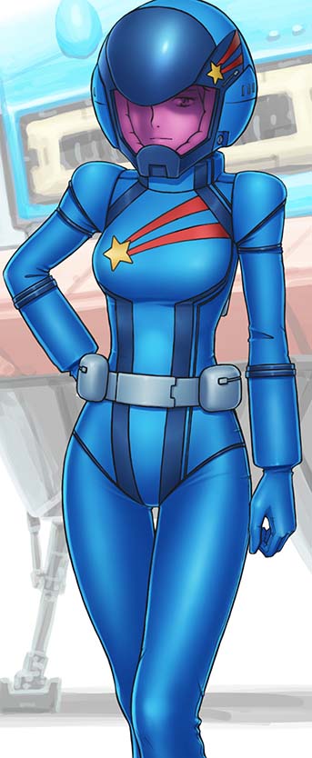 1girl artist_request breasts closed_mouth gundam gundam_zz helmet pilot_suit roux_louka solo star