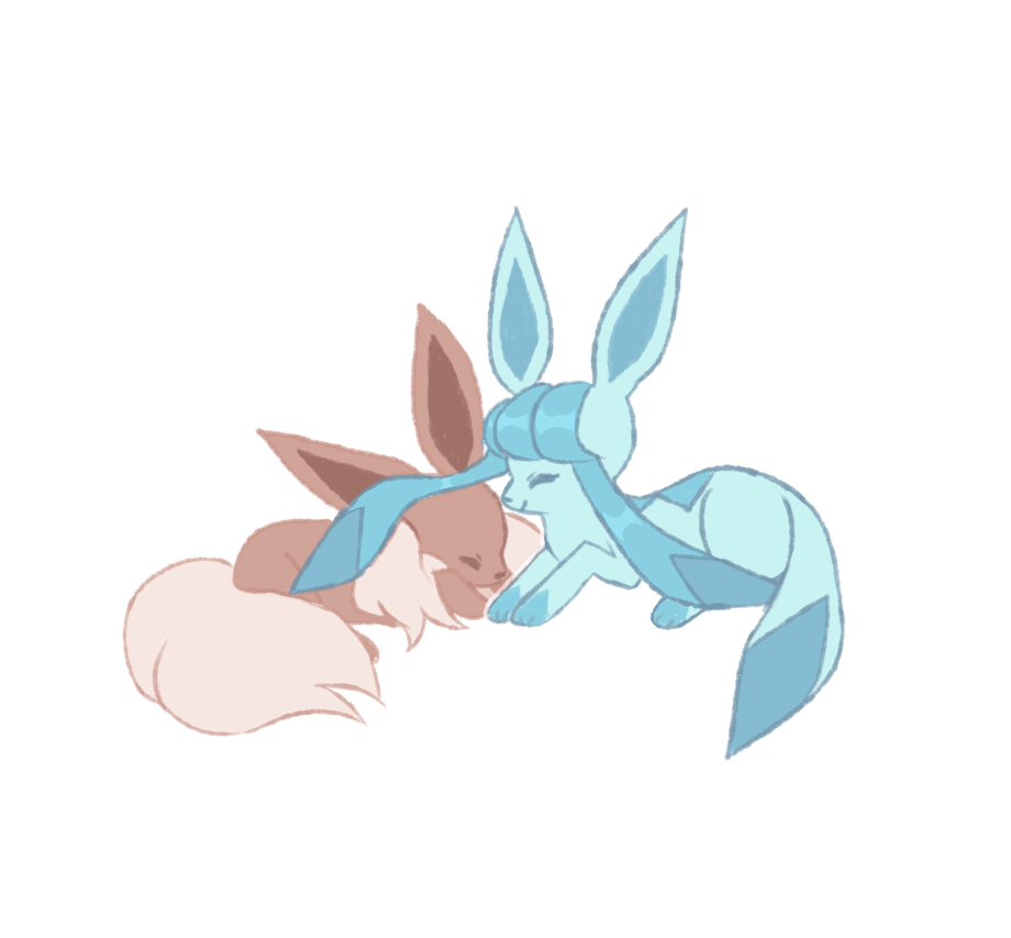 ^_^ charamells closed_eyes closed_mouth commentary creature eevee english_commentary facing_another full_body gen_1_pokemon happy no_humans pokemon pokemon_(creature) simple_background smile white_background