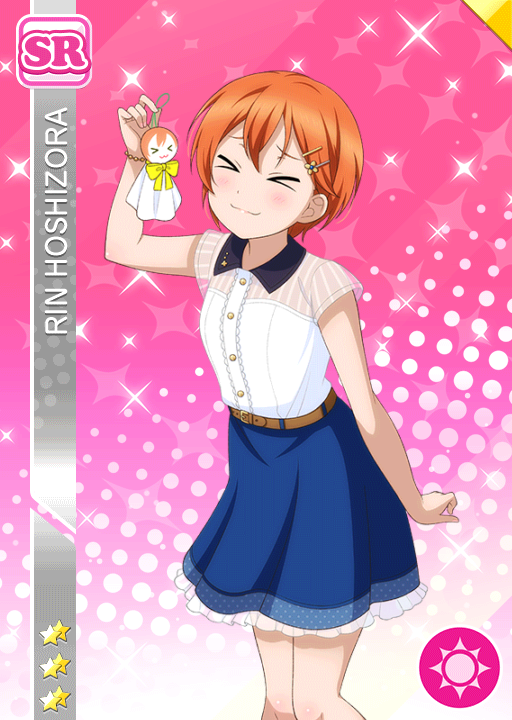 blush character_name closed_eyes dress hoshizora_rin love_live!_school_idol_festival love_live!_school_idol_project orange_hair short_hair