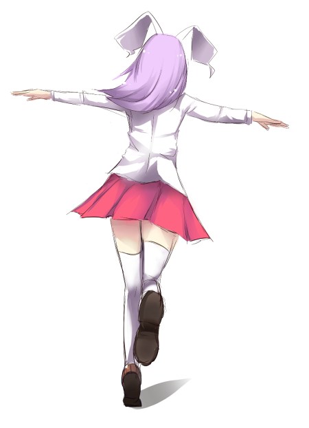 bu-n bunny_ears merapuremi outstretched_arms rabbit_ears reisen_udongein_inaba spread_arms thigh-highs thighhighs touhou