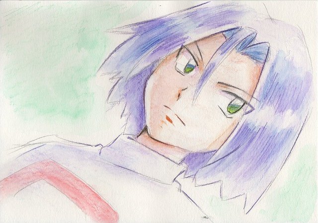 1boy blue_hair green_eyes iwane_masaaki kojirou_(pokemon) medium_hair pokemon pokemon_(anime) team_rocket