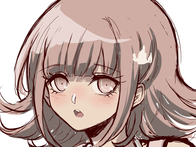 blush criis-chan dangan_ronpa dangan_ronpa_3 flipped_hair nanami_chiaki open_mouth pink_eyes pink_hair sketch super_dangan_ronpa_2 work_in_progress