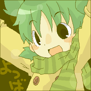 green_hair happy oekaki scarf tagme yotsubato!