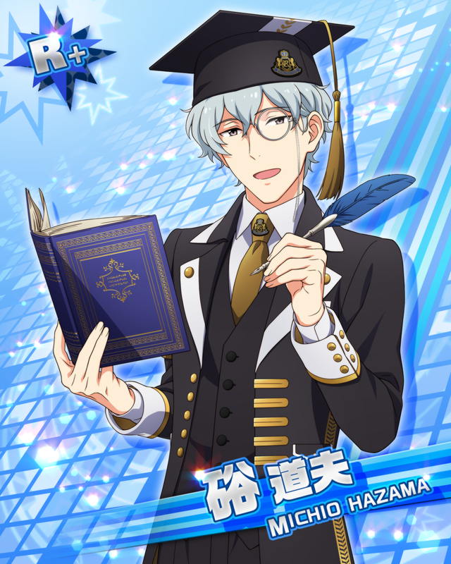 brown_eyes character_name graduated_cylinder grey_hair hazama_michio idolmaster idolmaster_side-m jacket short_hair