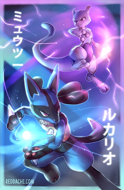 aura_sphere_(pokemon) blue_fur fighting gen_1_pokemon gen_4_pokemon koutetsu_teikoku legendary_pokemon lucario mewtwo pokemon pokemon_(game) pokemon_dppt pokemon_rgby psychic red_eyes super_smash_bros. violet_eyes white_skin