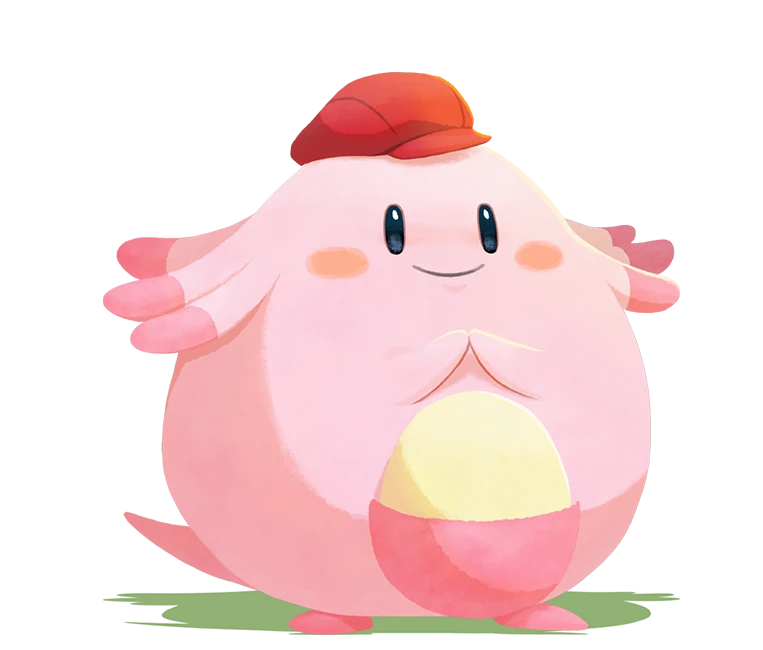 artist_request blue_eyes blush blush_stickers cabbie_hat chansey closed_mouth clothed_pokemon egg full_body gen_1_pokemon hands_together hands_up happy hat no_humans official_art pokemon pokemon_(creature) pokemon_(game) pokemon_cafe_mix red_headwear smile solo standing transparent_background