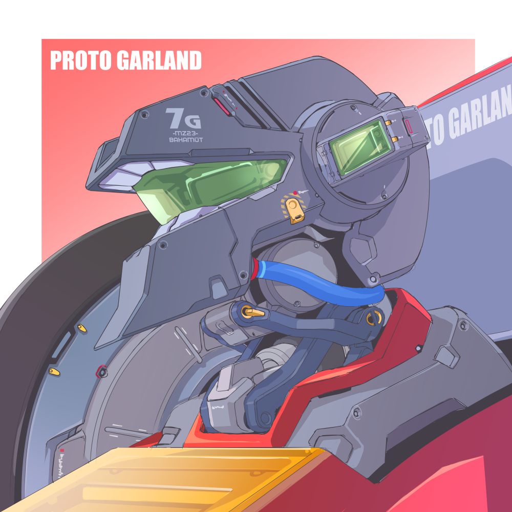 camera character_name close-up gradient gradient_background looking_ahead mao_(6r) mecha megazone_23 no_humans one-eyed proto_garland solo visor