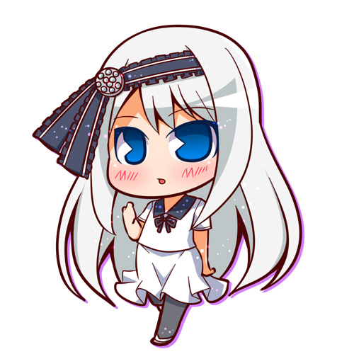 1girl blue_eyes blush chibi full_body kaguya-sama_wa_kokurasetai_~tensai-tachi_no_renai_zunousen~ long_hair looking_at_viewer lowres school_uniform shirogane_kei shuujin_academy_uniform silver_hair simple_background solo suntail very_long_hair white_background