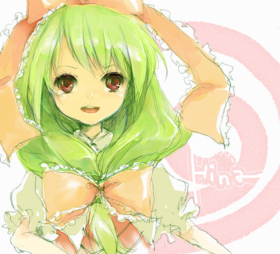 green_hair kagiyama_hina long_hair red_eyes rin_(artist) rin_(royal) touhou