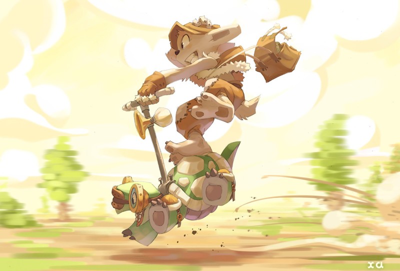 animal_ears barefoot feet forest gloves goggles grass hat humor irony outside pawpads paws racing soles tail toe_spread toes turtle wakfu xavier_houssin