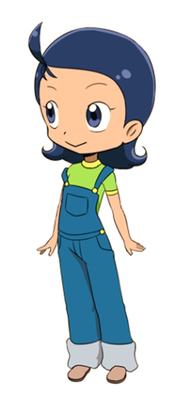 1girl 2020 absudres ahoge blue_eyes blue_hair blue_overalls closed_mouth female highres ojamajo_doremi overalls senoo_aiko short_hair smile solo tagme tomboy