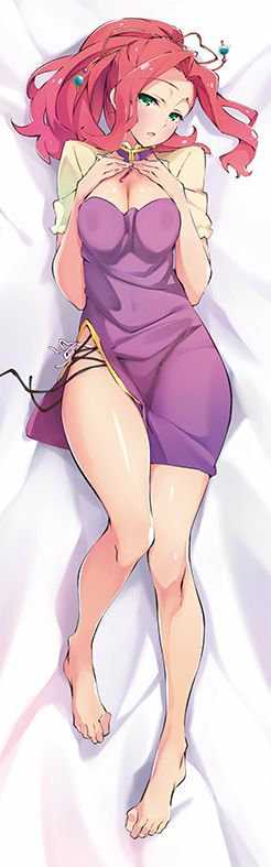 1girl bare_legs barefoot breast_squeeze breasts choker cleavage curly_hair embarrassed full_body green_eyes half-closed_eyes head_tilt hips legs looking_at_viewer malty_s_melromarc nightgown ponytail purple_dress red_hair side-tie_panties solo tate_no_yuusha_no_nariagari thighs underwear