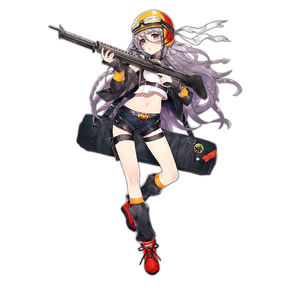 1girl bag bandage_on_face bandages bangs belt belt_feed bipod braid brown_eyes bullet collar crop_top crop_top_overhang full_body girls_frontline goggles goggles_on_head gun hair_between_eyes helmet holding holding_gun holding_weapon holster jacket lavender_hair leg_warmers long_hair looking_at_viewer m60 m60_(girls_frontline) machine_gun midriff mika_pikazo navel official_art red_footwear shoelaces shoes short_shorts shorts sneakers solo thigh_holster thigh_strap transparent_background trigger_discipline very_long_hair weapon