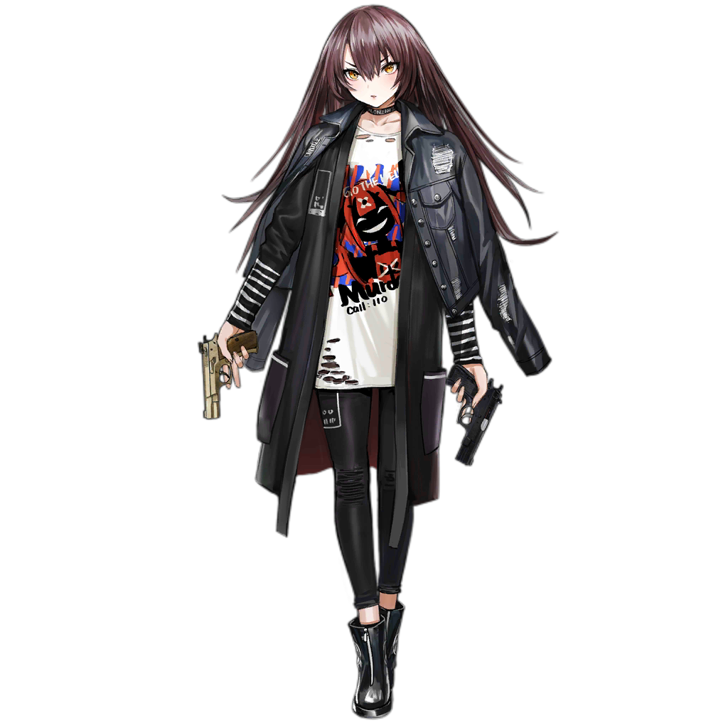 1girl alternate_costume bangs black_choker black_footwear black_hair black_jacket black_pants blush boots brown_eyes brown_hair choker collarbone full_body girls_frontline gun hair_between_eyes handgun holding holding_gun holding_weapon infukun jacket long_hair long_sleeves looking_at_viewer nz_75 nz_75_(girls_frontline) official_art pants parted_lips pistol pocket redhead shirt solo standing transparent_background trigger_discipline very_long_hair weapon