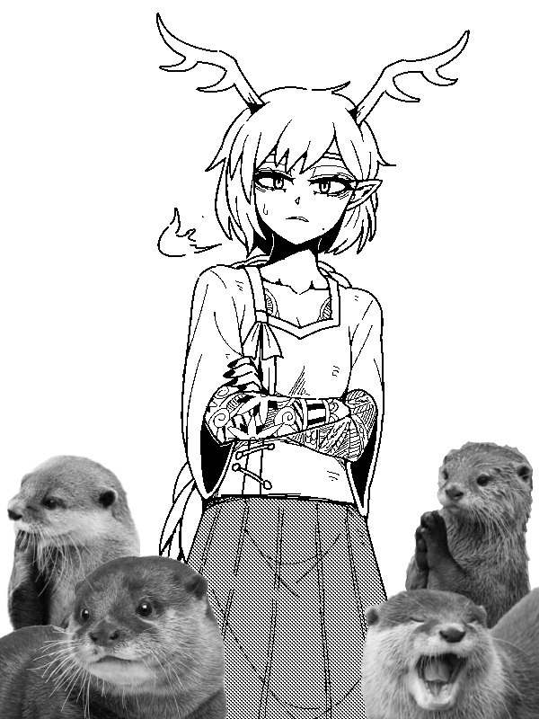 1girl animal bangs breathing_fire collarbone crossed_arms dragon_girl dragon_horns dress fingernails fire formicid full_body_tattoo horns kicchou_yachie looking_at_viewer meme monochrome nail_polish oekaki otter otter_spirit_(touhou) parody photo_inset pointy_ears real_life sharp_fingernails shirt short_hair short_sleeves simple_background skirt sweatdrop tattoo tired touhou turtle_shell white_background