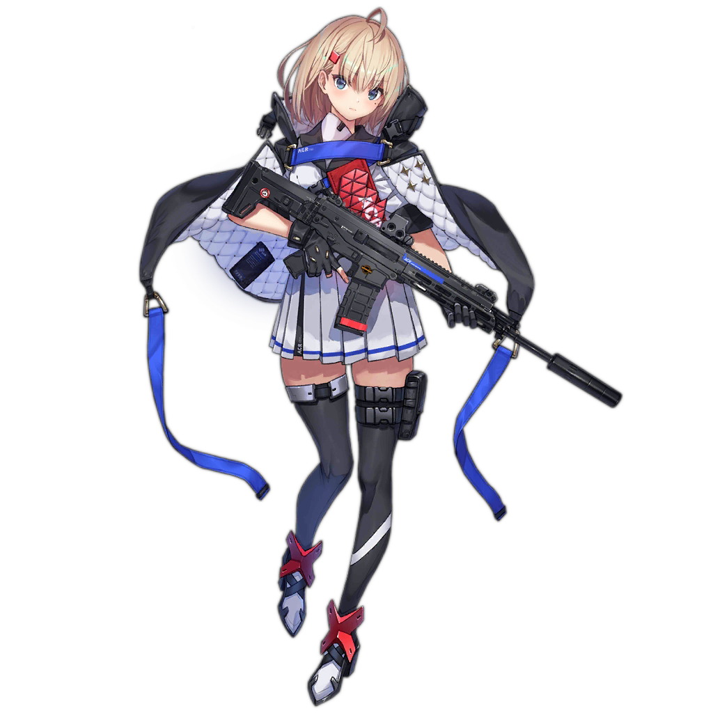 1girl acr_(girls_frontline) ahoge ankle_boots assault_rifle bangs black_gloves black_jacket black_legwear blonde_hair blue_eyes blush boots breasts bushmaster_acr closed_mouth fingerless_gloves full_body girls_frontline gloves gun hair_behind_ear hair_between_eyes hair_ornament hairclip holding jacket looking_at_viewer mole mole_under_eye official_art padded_cloak padding panties remington_acr remington_arms rifle saitou_masatsugu short_hair sidelocks skirt snap-fit_buckle solo thigh-highs thigh_strap transparent_background trigger_discipline underwear watermark weapon white_skirt zettai_ryouiki