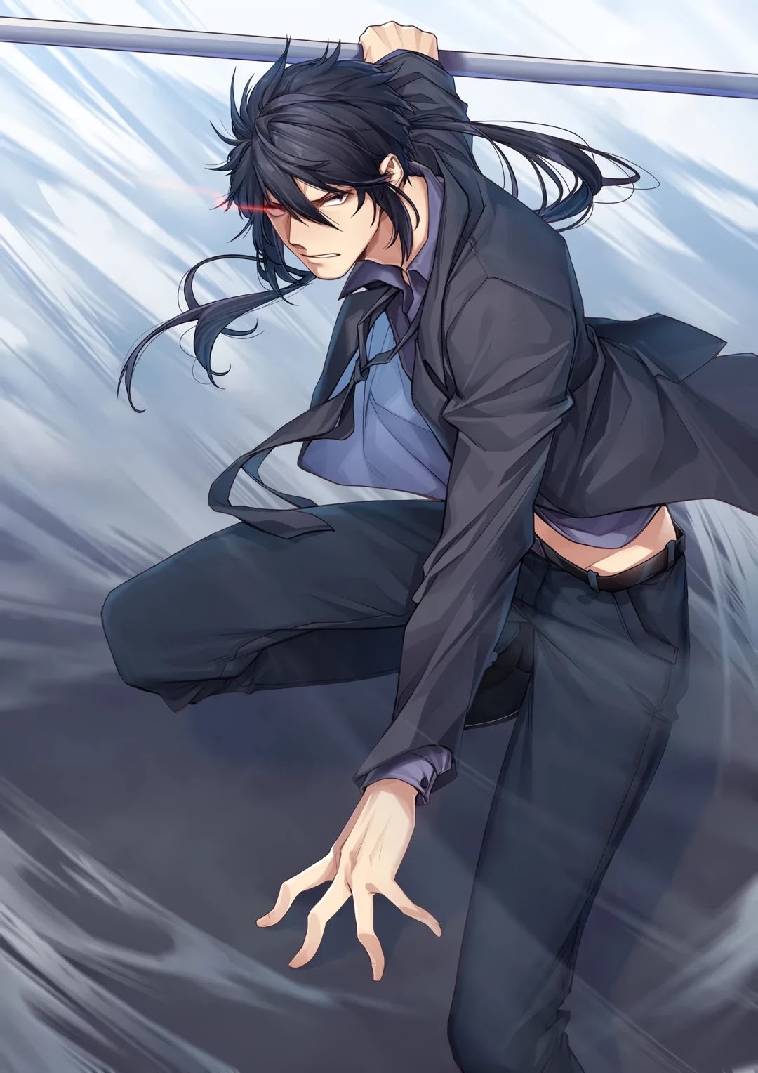 1boy hero_return long_hair ponytail sword tuxedo