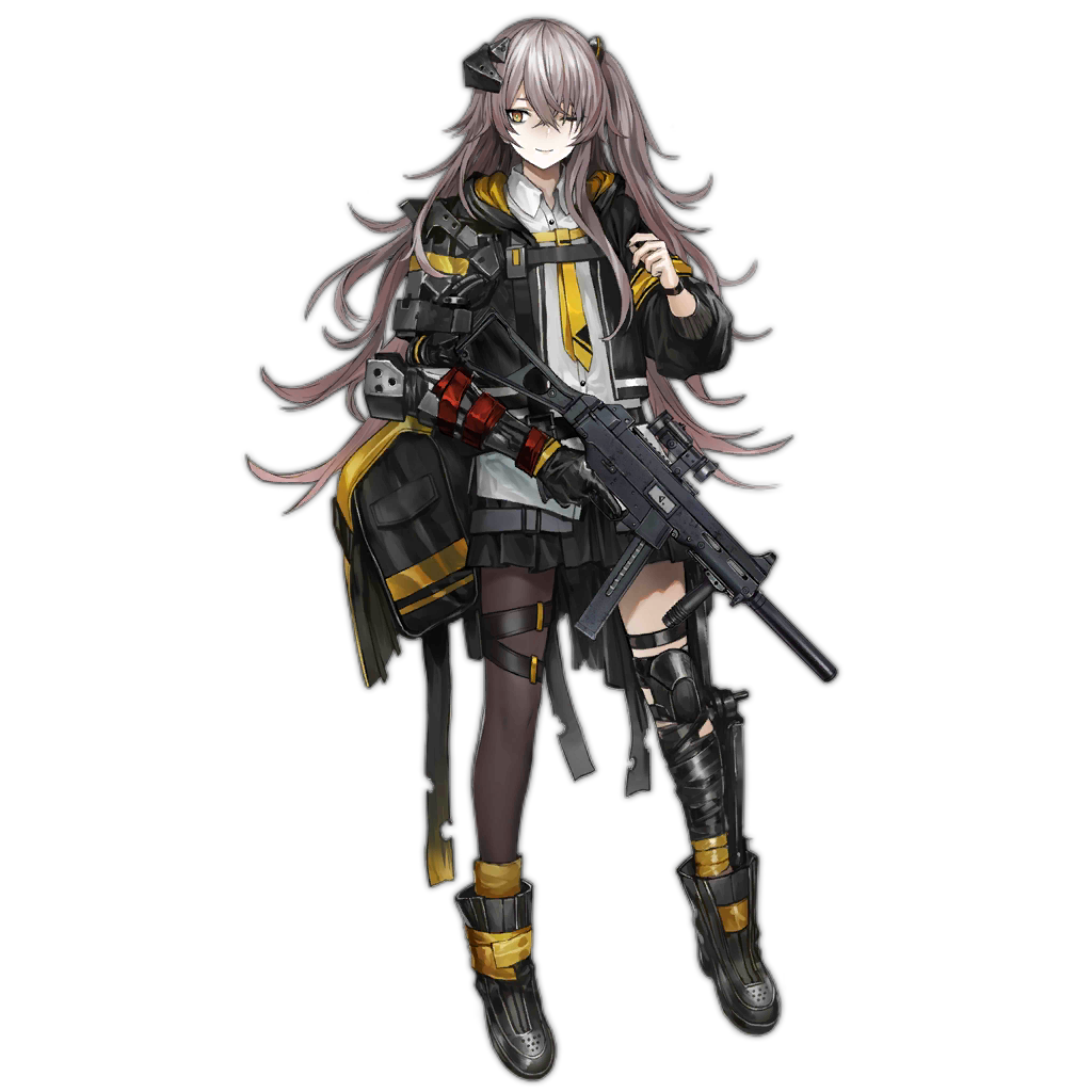 1girl ammunition_pouch ankle_boots arm_ribbon armband bag baggy_clothes bangs black_footwear black_gloves black_jacket black_legwear black_nails blush boots brown_eyes buttons closed_mouth collared_shirt crossed_bangs duct_tape exoskeleton full_body girls_frontline gloves gun h&amp;k_ump h&amp;k_ump45 hair_ornament hand_up headgear heckler_&amp;_koch holding holding_gun holding_weapon holster hood hood_down hooded_jacket infukun jacket leg_wrap long_hair looking_at_viewer looking_away mechanical_arm mod3_(girls_frontline) nail_polish necktie nose_blush official_art one_eye_closed one_side_up open_clothes open_jacket pantyhose pleated_skirt pouch prosthesis prosthetic_arm red_ribbon ribbon scar scar_across_eye shirt sidelocks silver_hair single_glove single_knee_pad single_leg_pantyhose skirt smile solo standing strap submachine_gun suppressor tape thigh-highs thigh_strap transparent_background trigger_discipline ump45_(girls_frontline) untucked_shirt vertical_foregrip very_long_hair weapon white_shirt wristband yellow_neckwear