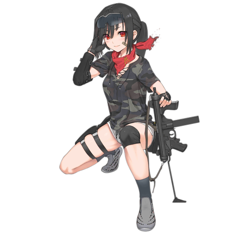 1girl bandaid bandaid_on_cheek bandaid_on_face bandana bangs beretta_m12 black_gloves black_legwear camouflage camouflage_shirt closed_mouth dolphin_shorts elbow_pads eyebrows_visible_through_hair full_body girls_frontline gloves goggles goggles_on_head grey_footwear gun holding holding_gun holding_weapon holster knee_pads long_hair looking_at_viewer m12_(girls_frontline) official_art one_knee ponytail shadow shoes short_shorts short_sleeves shorts sidelocks smile sneakers socks solo squatting submachine_gun thigh_holster thighs transparent_background weapon