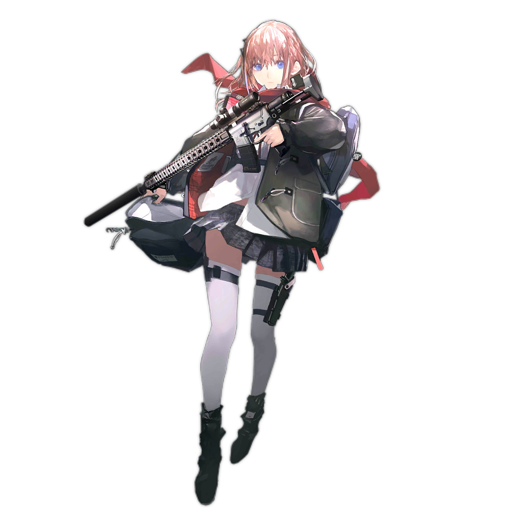 1girl alternate_costume ar-15 assault_rifle backpack bag bangs black_footwear blue_eyes blue_hair boots closed_mouth full_body girls_frontline grey_skirt gun hair_between_eyes hair_ornament holding holding_gun holding_weapon holster jacket lin+ long_hair long_sleeves looking_at_viewer magazine_(weapon) multicolored_hair official_art one_side_up pink_hair pleated_skirt rifle scarf school_uniform scope sidelocks skindentation skirt solo st_ar-15_(girls_frontline) streaked_hair suppressor thigh-highs thigh_holster transparent_background trigger_discipline weapon white_legwear