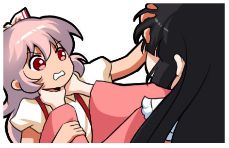 2girls asphyxiation black_hair border bow choking clenched_teeth fighting fujiwara_no_mokou hair_bow houraisan_kaguya long_hair lowres meme multiple_girls pink_hair puffy_short_sleeves puffy_sleeves red_eyes shangguan_feiying shirt short_sleeves simple_background teeth the_last_of_us the_last_of_us_2 touhou white_background white_border white_shirt