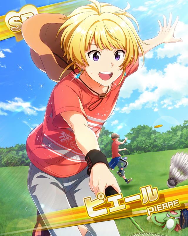 blonde_hair character_name idolmaster idolmaster_side-m pierre_(idolmaster) shirt short_hair smile violet_eyes