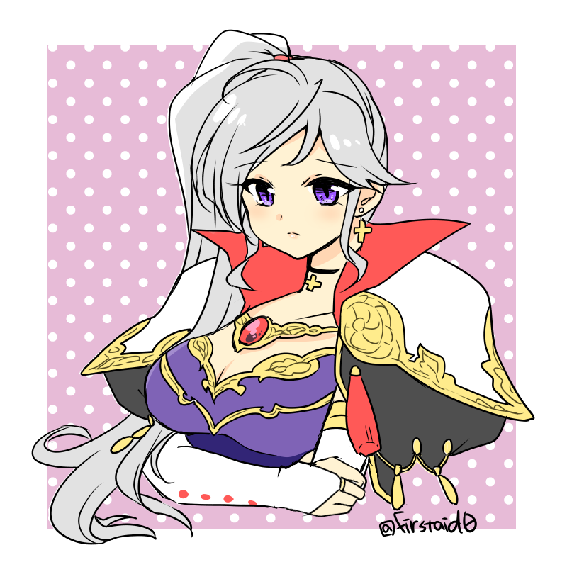 1girl artist_name fire_emblem fire_emblem:_genealogy_of_the_holy_war fire_emblem_heroes ishtar_(fire_emblem) jewelry pauldrons ponytail shoulder_armor silver_hair twitter_username violet_eyes yukia_(firstaid0)