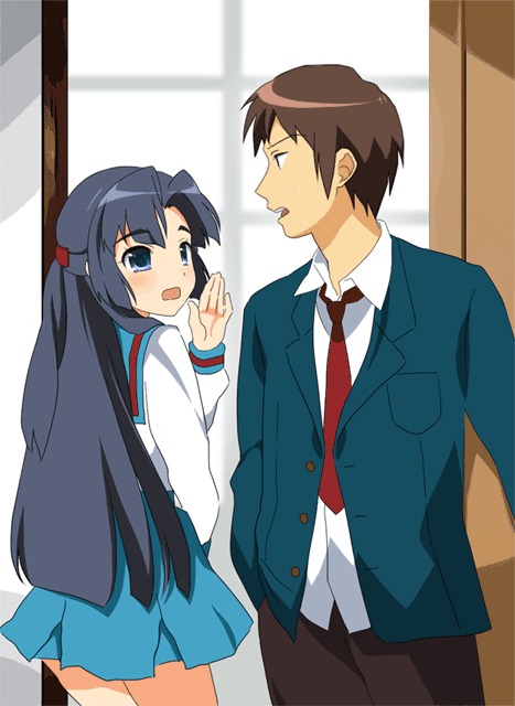 jimeko kyon school_uniform suzumiya_haruhi_no_yuuutsu