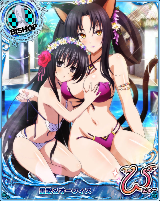 2girls bishop_(chess) card_(medium) character_name chess_piece high_school_dxd kuroka_(high_school_dxd) multiple_girls official_art ophis_(high_school_dxd) trading_card