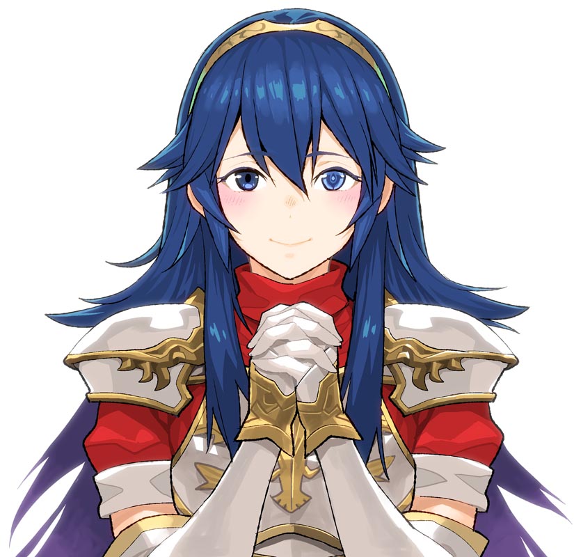 1girl blue_eyes blue_hair breastplate caeda_(fire_emblem) caeda_(fire_emblem)_(cosplay) closed_mouth cosplay cute elbow_gloves fire_emblem fire_emblem:_kakusei fire_emblem:_mystery_of_the_emblem fire_emblem:_mystery_of_the_emblem fire_emblem:_shin_ankoku_ryuu_to_hikari_no_tsurugi fire_emblem_11 fire_emblem_13 fire_emblem_3 fire_emblem_awakening gloves hands_clasped intelligent_systems long_hair lucina lucina_(fire_emblem) nintendo own_hands_together sheeda sheeda_(cosplay) simple_background smile solo super_smash_bros. tiara umaguti upper_body white_background white_gloves