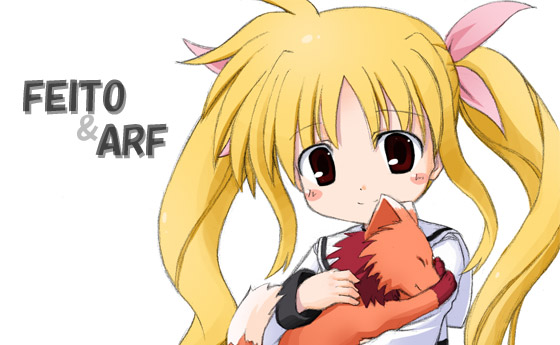 alph fate_testarossa hug izuno_kenta mahou_shoujo_lyrical_nanoha