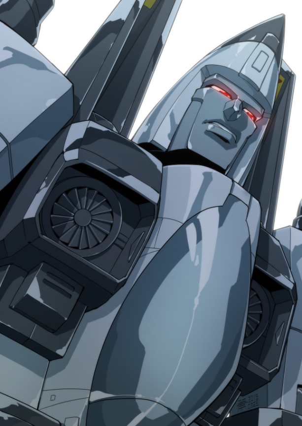 1boy close-up decepticon glowing glowing_eyes looking_up no_humans ramjet red_eyes ryuuichirou_(haineken) scowl solo transformers white_background