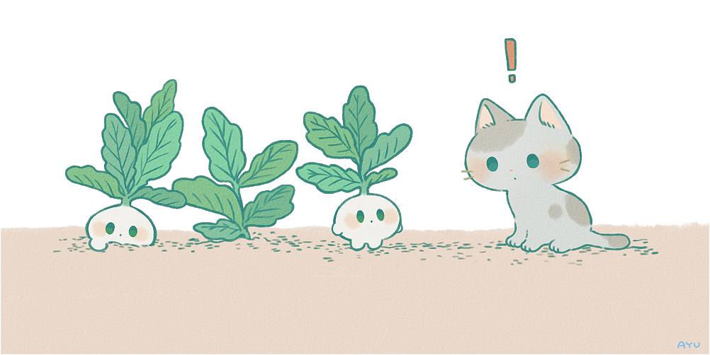 ! ayu_(mog) cat no_humans original radish simple_background white_background