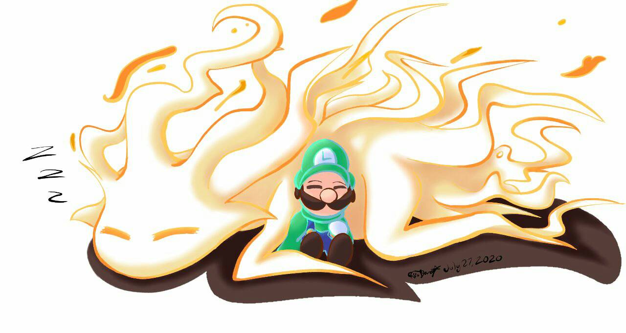 1boy arceus beta_pokemon blue_overalls brown_footwear brown_hair closed_eyes commentary crossover dated english_commentary erzafire facial_hair gen_4_pokemon green_headwear green_shirt hat luigi lying super_mario_bros. mustache mythical_pokemon overalls pokemon pokemon_(creature) prototype shirt shoes signature simple_background sitting sleeping sleeping_on_person sleeping_upright white_background zzz