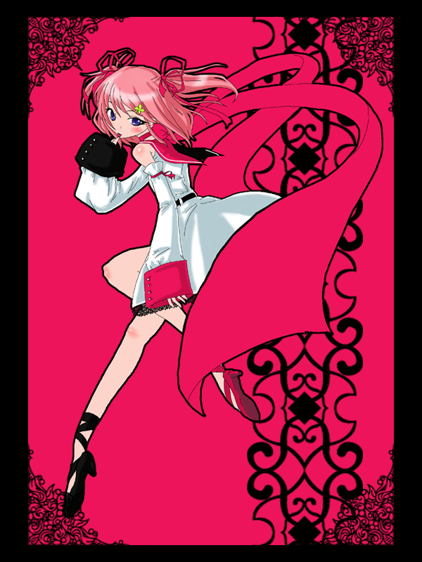 bare_shoulders detached_sleeves hokoro pink_hair twintails