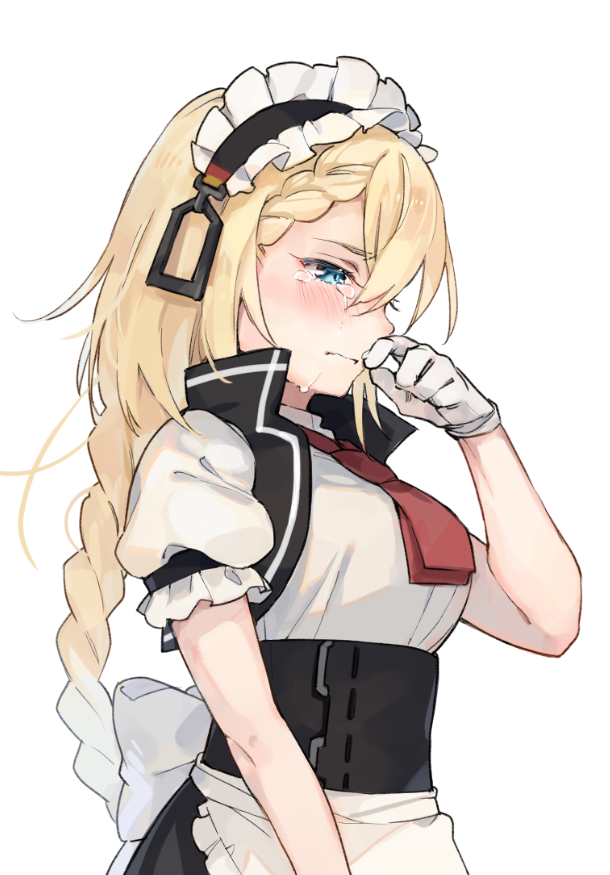 blonde_hair blue_eyes crying g36_(girls_frontline) girls_frontline maid maid_headdress shuzi