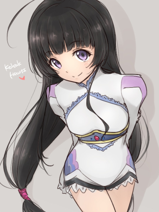 1girl black_hair breasts closed_mouth dress kiikii_(kitsukedokoro) kohak_hearts long_hair looking_at_viewer low-tied_long_hair simple_background smile solo tales_of_(series) tales_of_hearts twintails violet_eyes