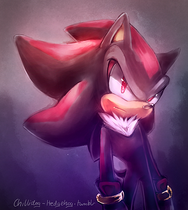 1boy animal_ears artist_name black_hair closed_mouth commentary english_commentary furry gloves looking_at_viewer male_focus multicolored_hair red_eyes redhead shadow_the_hedgehog sideways_mouth simple_background solo sonic_the_hedgehog spacecolonie standing tail tumblr_username two-tone_hair