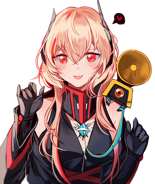 1girl bad_id bad_twitter_id bangs black_jacket black_jumpsuit blush breasts commentary_request dinergate_(girls_frontline) eyebrows_visible_through_hair fangs girls_frontline gloves gradient_hair hair_between_eyes hands_up headgear heart jacket long_hair long_sleeves looking_at_viewer m4_sopmod_ii_(girls_frontline) mod3_(girls_frontline) multicolored_hair off_shoulder open_mouth pink_hair red_eyes redhead ribbon ro635_(dinergate) sidelocks silence_girl simple_background smile spoken_heart streaked_hair upper_body white_background