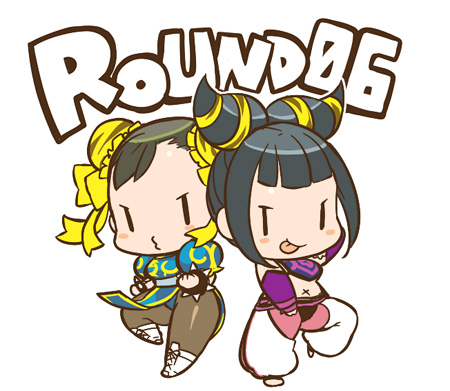 2girls :&gt; :p blush_stickers capcom chibi chun-li english_text han_juri holding_hands lowres multiple_girls nanboku simple_background smile street_fighter tongue tongue_out white_background |_|