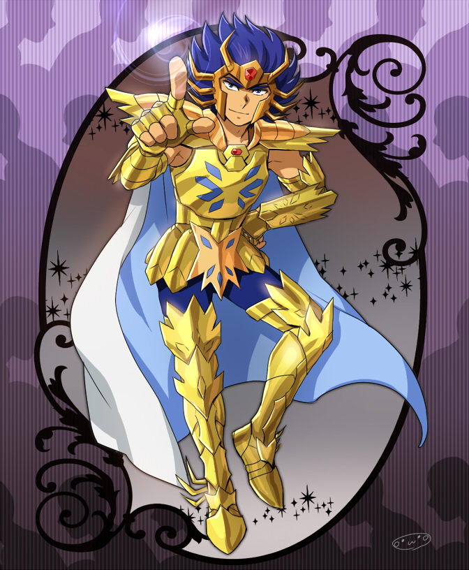 1boy armor cancer_deathmask golden_armor highres male mizuhara_aki posing saint_seiya solo