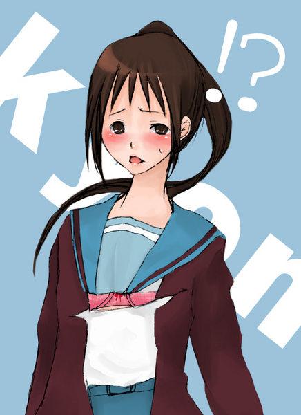 kyon kyonko ponytail school_uniform solo suzumiya_haruhi_no_yuuutsu