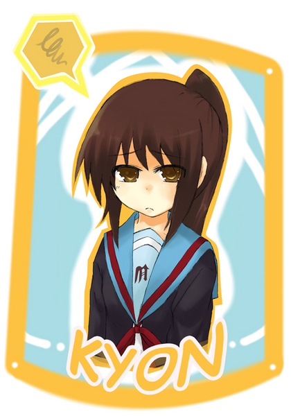 genderswap kyon kyonko ponytail school_uniform solo suzumiya_haruhi_no_yuuutsu