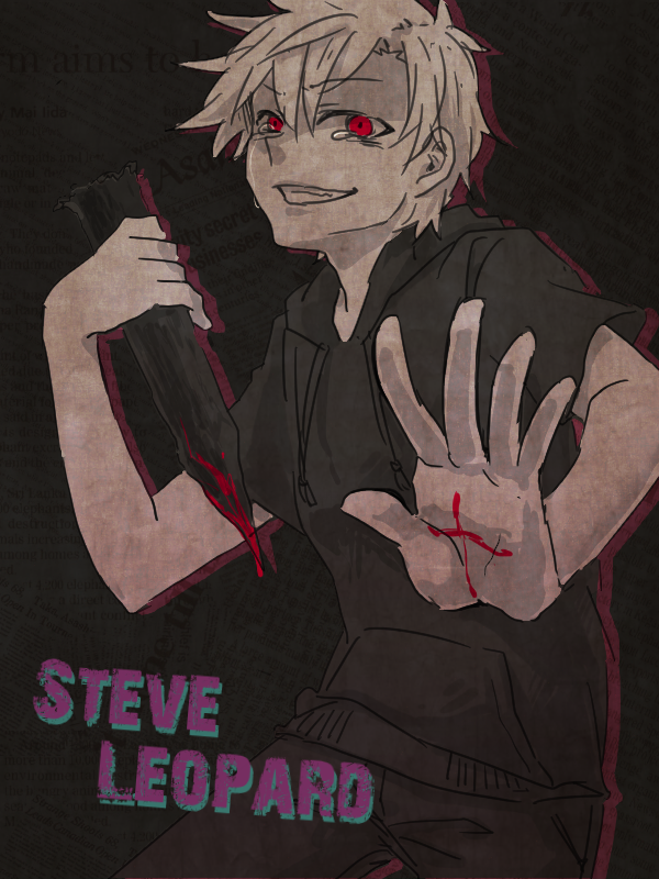 1boy holding holding_weapon hood red_eyes short_hair smile solo stake steve_leonard tears the_saga_of_darren_shan weapon