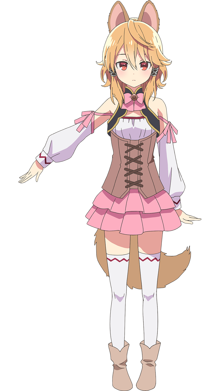 1girl animal_ears ankle_boots boots brown_hair dog_ears dog_tail highres latifa official_art red_eyes seirei_gensouki short_hair tail thigh-highs