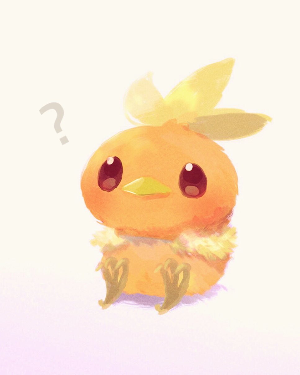 ? beak bird blush brown_eyes chick closed_mouth commentary_request full_body fur gen_3_pokemon hanenbo highres no_humans pokemon pokemon_(creature) starter_pokemon torchic white_background