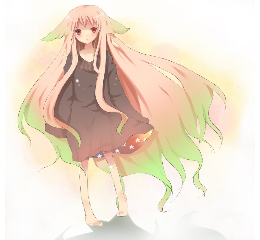 barefoot long_hair oversized_clothes pink_hair red_eyes tetsuo