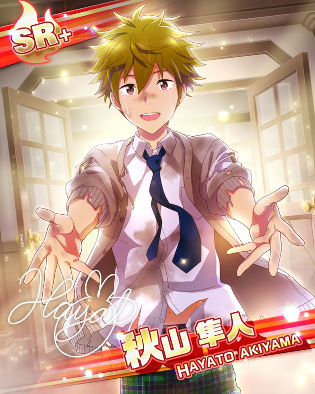 akiyama_hayato brown_eyes character_name green_hair idolmaster idolmaster_side-m jacket necktie short_hair