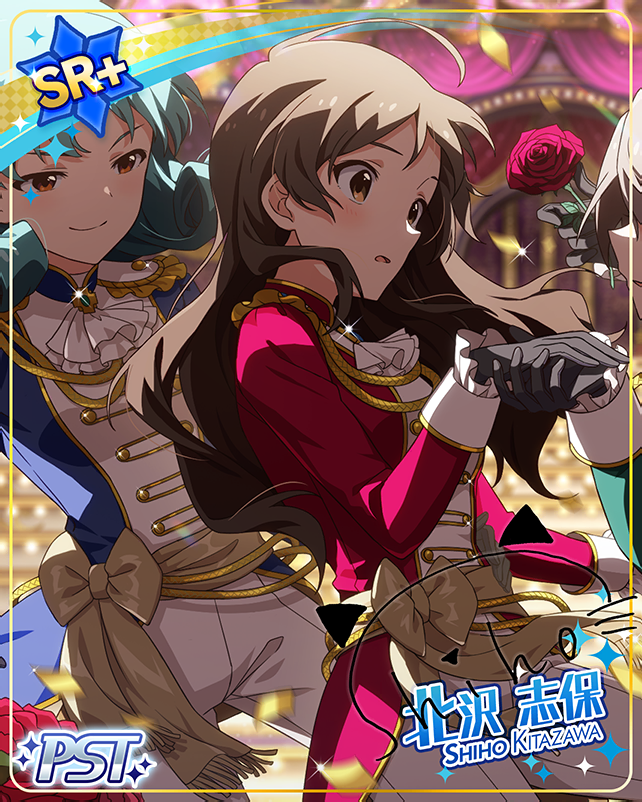 brown_eyes brown_hair character_name idolmaster_million_live!_theater_days kitazawa_shiho long_hair shirt tokugawa_matsuri